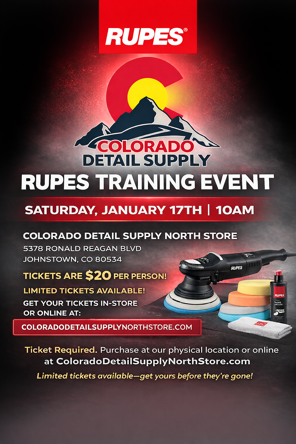 Rupes Training Event 01/17/2026 North Store (Receipt is Ticket)