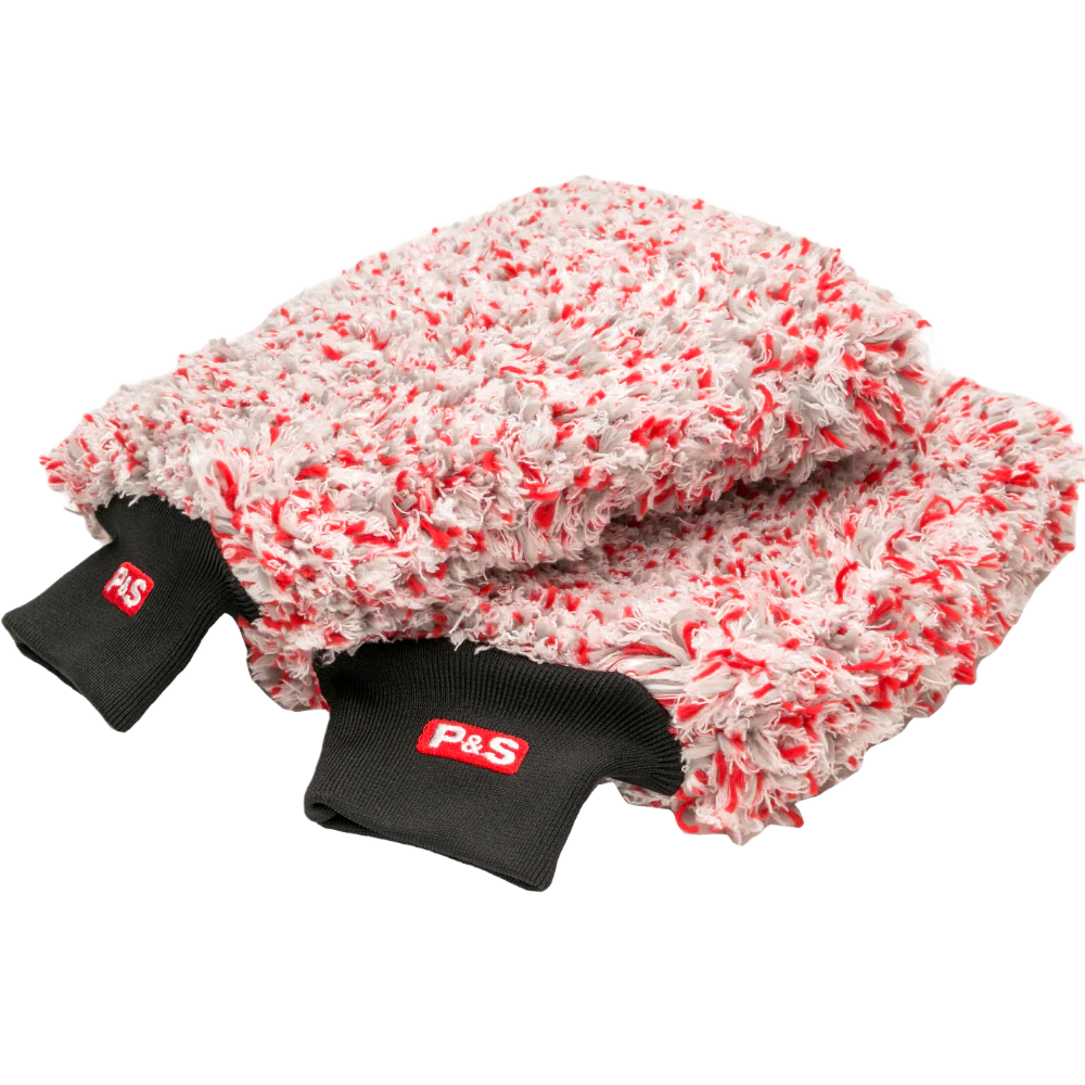 P&S Twister Microfiber Wash Mitt Red/White