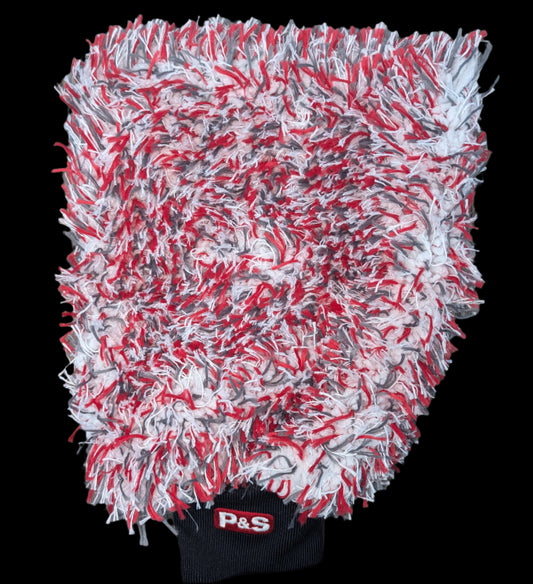 P&S Twister Microfiber Wash Mitt Red/White