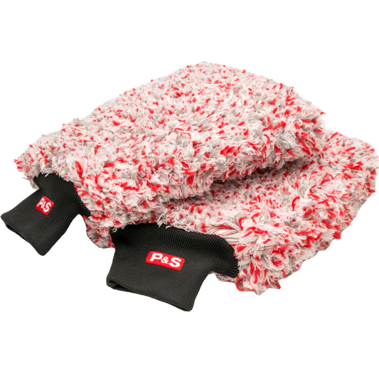 P&S Twister Microfiber Wash Mitt Red/White