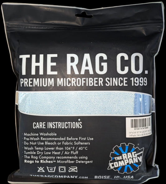 The Rag Co Towels 16x16 FTW Light Blue 3 Pack