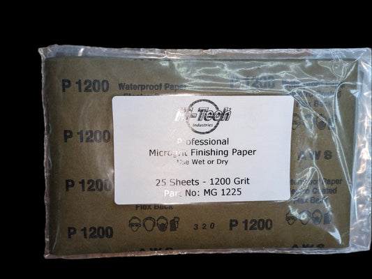 Microgrit Finishing Paper - 1200 Grit - 25 Pack - 9"x5.5"